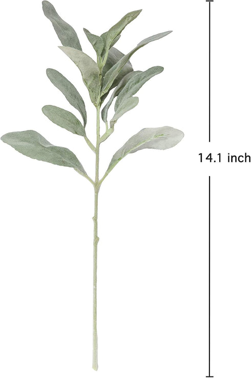 SUUKI Faux Lambs Ear Stems (5Pcs) Flocked Artificial Greenery for Home Wedding DIY Craft Floral Arrangement