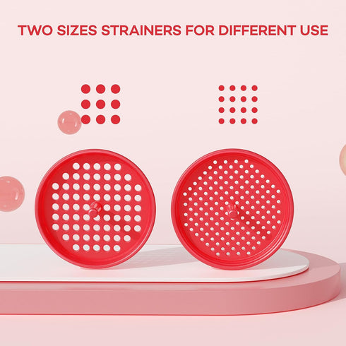 Wide Mouth Funnel Set for Kitchen Use, Food Grade Plastic Canning Funnels with 4 Size Spouts & 2 Strainers, Red
