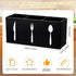 Acrylic Cutlery Storage Organizer Bin Silverware Caddy Countertop Knife Spoon and Fork Holder Kitchen 3 Section Tableware Storage Box for Cabinet Indoor Home Flatware Dining Room (Black) by Suzile