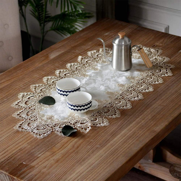 ARTABLE Lace Table Runners Rope Embroidery Dresser Scarf Retro Classic Pattern Flowers