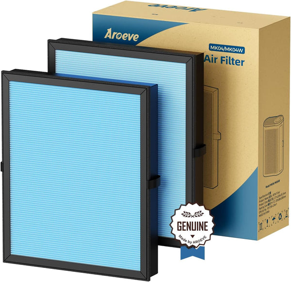 AROEVE MK04 Air Filter for Dust, Pet Dander, Smoke, Pollen, Standard Version (2 Pack)
