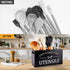 Black Farmhouse Utensil Holder for Kitchen Counter, Extra Large Caddy for Rustic Wood Kitchen Tool Decor
