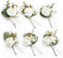 Ling's Moment 6pcs Boutonniere for Men, Artificial Flowers for Wedding Decor, White Baby Breath Ivory