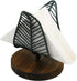 OwlGift Freestanding Modern Napkin Holder, Golden Turquoise Wrought Iron Leaf & Brown Wooden Base Design, Tissue