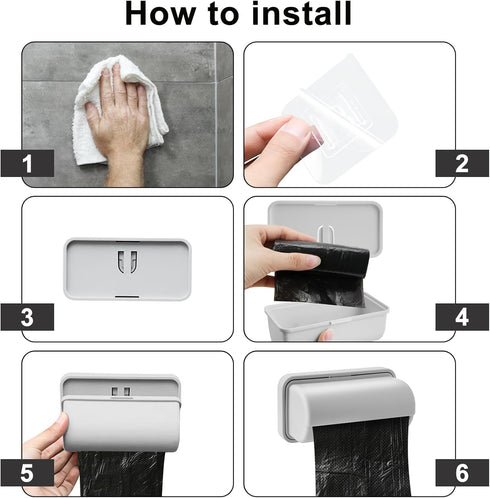 FHUIEWRY 3 100 Counts, Pcs Fine Liner Trash Bag Holder Dispenser, Wall Mounted Plastic Bag Organizer with Trash Bags