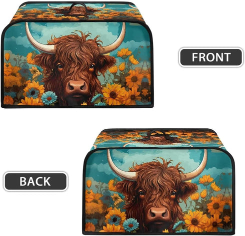 Highland Cow Slow Cooker Bags, Cattle Wildlife Dust Cover for Slow Cooker, Air Fryer Cover with Mesh Pockets