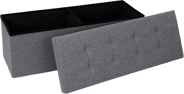 LEMY 43 Inches Folding Ottoman Storage Bench, Foot Rest Stool with Wooden