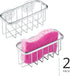 iDesign Gia Kitchen Sink Suction Holder for Sponges, Scrubbers, Soap, Set of 2, Stainless Steel