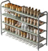 Shoe Rack 4 Tier Long Storage Organizer, Wide Metal Shoe Shelf for Closet Entryway, Grey