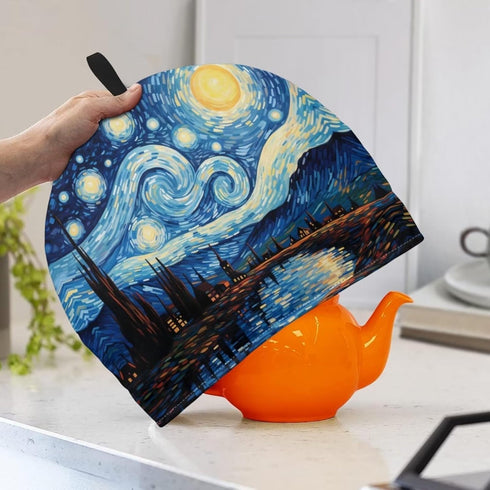 Hudotybom Starry Night Tea Cozy for Teapot Insulated Large Teapot Cover to Keep Warm Tea Kettle Cover Machine Washable Coffee Pot Cloth Covers Kitchen Home Decorations, CZA49