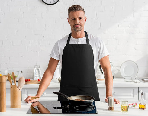 Utopia Kitchen 2 Pack Adjustable Bib Apron, Water and Oil Resistant, 2 Pockets for Cooking