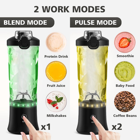 Portable Blender 20 Oz with Insulated Sleeve - Personal Juicer for Protein Shakes, Smoothies, USB Rechargeable, Travel