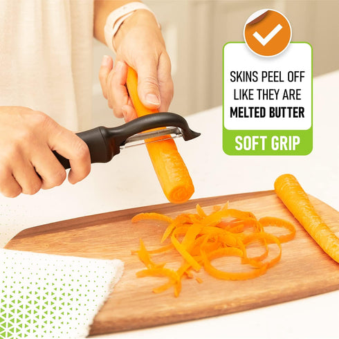 Spring Chef Premium Swivel Vegetable Peeler, Soft Grip Handle, Ultra Sharp Stainless Steel Blades