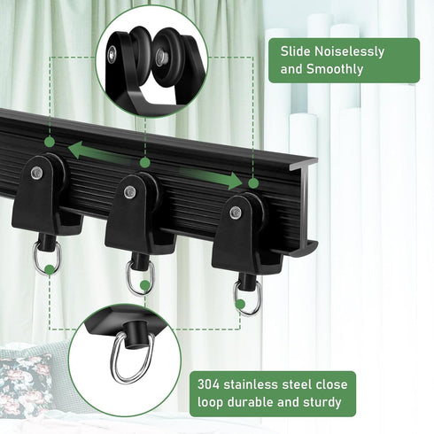 TOKPLNU Ceiling Curtain Track Accessories, Flexible Bendable Black Curtain Rail 12Ft for Ceiling Wall Mount