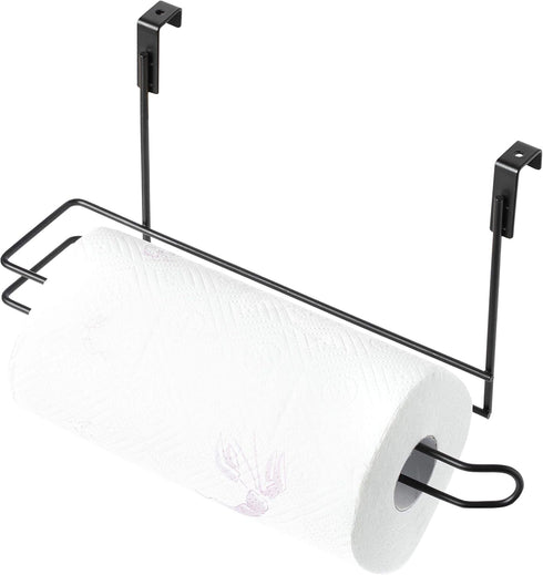 Basicwise Hanging Paper Towel Holder Over-The-Cabinet Door Organizer Rack Space-Saving Kitchen and