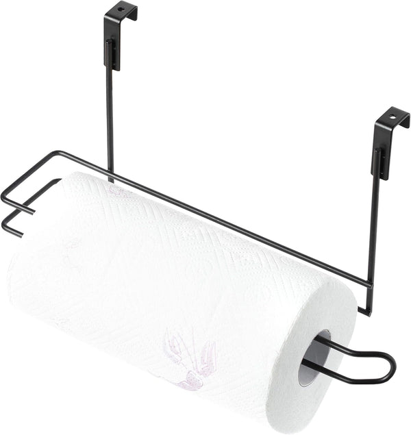 Basicwise Hanging Paper Towel Holder Over-The-Cabinet Door Organizer Rack Space-Saving Kitchen and