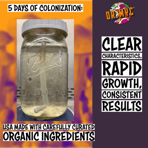 DRMyc 10.5 100 Supremely Clear Adaptive Liquid Culture Premix for Mushroom Cultivation - with Nutritional Profile