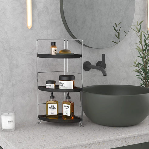 3-Tier Countertop Counter-Kitchen Corner Bathroom Sink Organizer Storage Shelf Stackable Organizer for Cosmetics