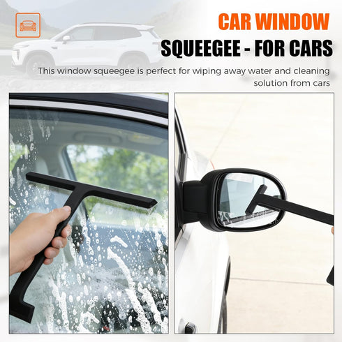 VACFAM Shower Squeegee for Glass Doors,All-One-Piece Silicone Squeegee for Shower Glass with Mobile Hook,Household