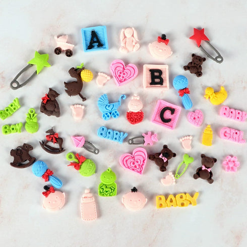 Baby Shower Fondant Molds (5 Pack) - Cute Silicone Chocolate Feet and Clothes Molds for Cake Decorating