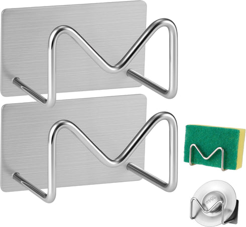 Luckyiren 2-Pack Stainless Steel Sponge Holder, Kitchen Sink Caddy Organizer, SUS304 Rustproof,
