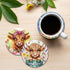 Set 9 3.9" ANATTASOUL Coasters of Highland Cow and Flowers Pattern Colorful Wooden Coasters Bulk Round Housewarming