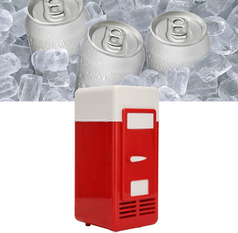 Mini Fridge, USB Insulated Cooling Small Portable Refrigerator for Bedroom, Car, Office Desk, Red