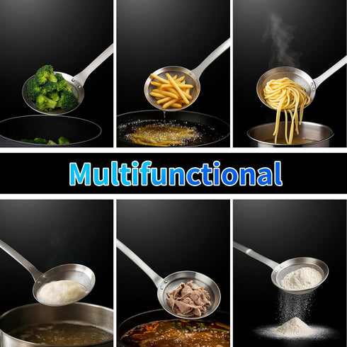 TBWHL Multi-functional Hot Pot Fat Skimmer Spoon – Stainless Steel Fine Mesh Food Strainer for Skimming Grease, DIA 4.4"