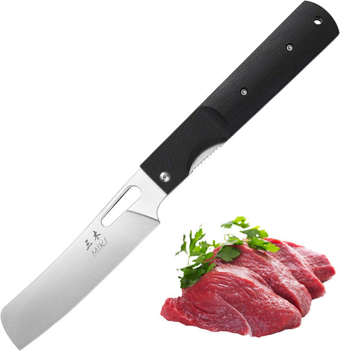 Miki Sharp 440A Stainless Steel Blade Japanese Kitchen Chef Folding Pocket Knife for Outdoor Cooking (Chef Blade)
