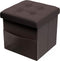 Lavish Home Foldable Storage Cube Ottoman with Pocket Tufted Faux Leather Footrest