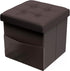 Lavish Home Foldable Storage Cube Ottoman with Pocket Tufted Faux Leather Footrest