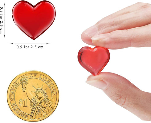 Fangoo 110 Pieces Red Acrylic Heart Gems for Valentine's Day Decorations | Bright Red, 8OZ, Vase Filler, Table Scatter
