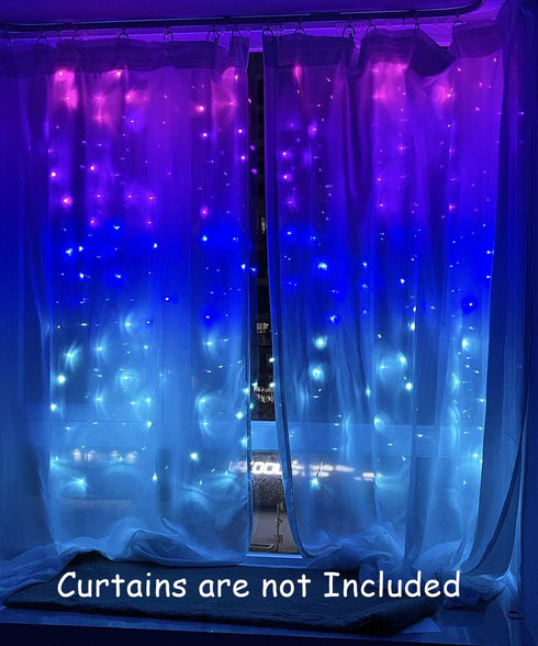 Ariswill Frozen Curtain Lights Pink Purple Blue Ombre Fairy Light with Remote Ombre Rainbow LED String Curtain Lights