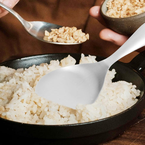 Rice Paddle Spoon Set, 2pcs Stainless Steel Non Stick Rice Scooper, Spatula, Serving Spoon for Rice Cooker