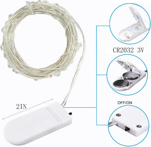 12 Pack 20 7 LEDs Fairy Lights Battery Operated String Lights - ft Mini Silver Wire Firefly Starry Moon Lights