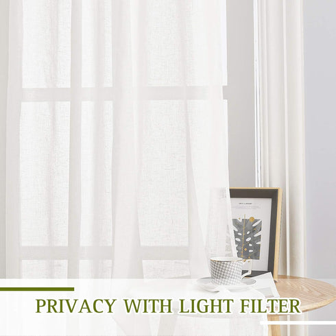 NICETOWN Semi Sheer Linen Curtains, Grommet Casual Window Treatment, 72" Long, Ivory, 1 Panel = 52" W, Sold by 2
