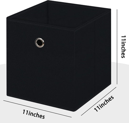 Black Foldable Storage Cubes Bins ,11 Inch Cloth Storage Cube Fabric Storage Box Cubes Organizer Baskets with Dual Handles for Home Organizer Set of 3 (Black)