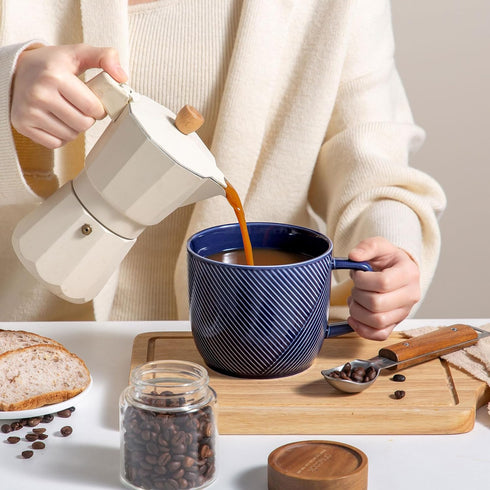 32 oz Extra Large Ceramic Coffee Mug: Oversized Soup Bowl with Handle for Cereal Tea Ice Cream - Navy Microwave Safe