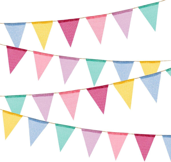 60 Flags Imitated Burlap Pennant Banner, Multicolor Fabric Triangle Rainbow Flag Bunting for Party and Festival