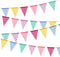 60 Flags Imitated Burlap Pennant Banner, Multicolor Fabric Triangle Rainbow Flag Bunting for Party and Festival