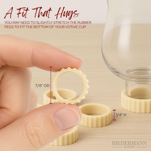 Biedermann & Sons Votive Rubber Gaskets for Peg Candle Holders, Tan