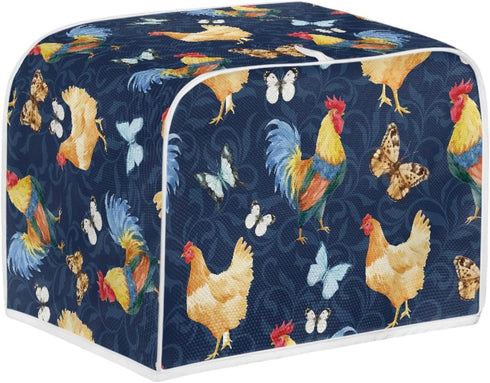 Toaster Dust Cover, Washable Toaster Cover 4 Slice, Chicken Rooster Decorative Bread Maker Cover Dust Fingerprint Protection, Kitchen Appliance Protector