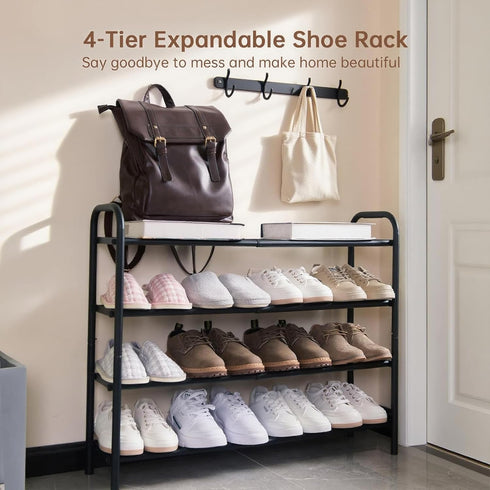 Aniston 17.6"-32" 4 Closet, Expandable Shoe Rack, Adjustable Small Shoe Rack, Tier Metal Shoe Shelf for for Entryway