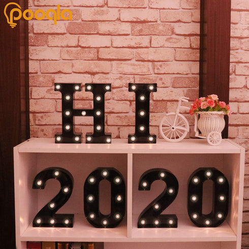 LED Illuminated Marquee Signs - Black Alphabet Letters Lights for Home Bar Decoration, Wedding, Birthday Party