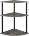3-Tier Corner Shelf Stand, Rustic Wood and Metal Corner Display Rack, Small