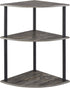 3-Tier Corner Shelf Stand, Rustic Wood and Metal Corner Display Rack, Small