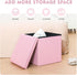 15"x15"x15" B FSOBEIIALEO Storage Ottoman, Faux Leather Footrest Seat, Ottoman with Storage Cube, Storage Box (Pink