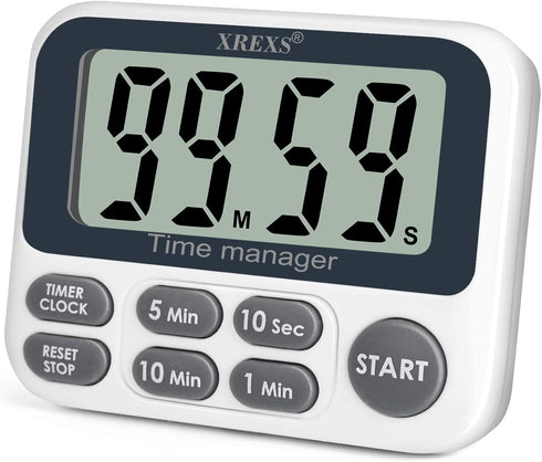 XREXS Digital Kitchen Timer, Magnetic Countdown Cooking Timer Clock with Large LCD Display and Loud Alarm