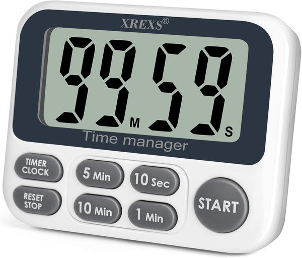 XREXS Digital Kitchen Timer, Magnetic Countdown Cooking Timer Clock with Large LCD Display and Loud Alarm
