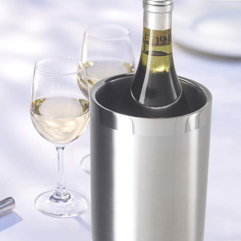 OGGI Stainless Steel Double Wall Wine Cooler - Insulated Tabletop Wine Chiller for White Wine & Champagne, Fits Most